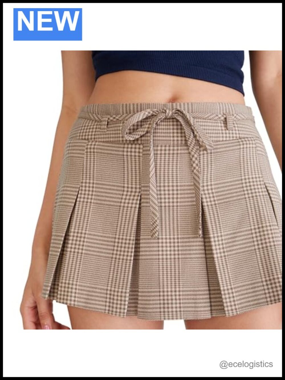 Aeropostale Women's Low-Rise Houndstooth Tie-Waist Mini Skort with Built-In